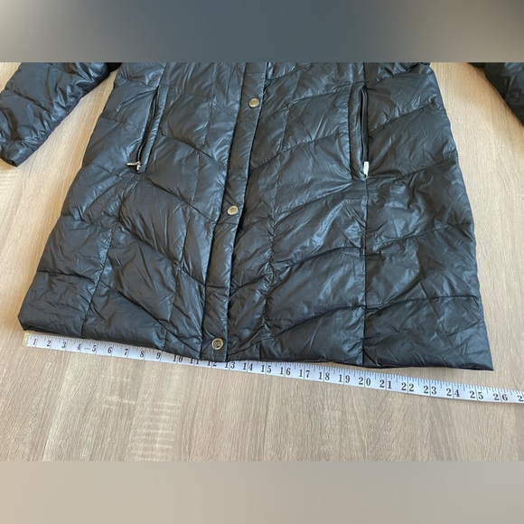 Utex Long Black GOOSEDOWN puffer Jacket Trench w/ Removable hood. Size L - Picture 8 of 15